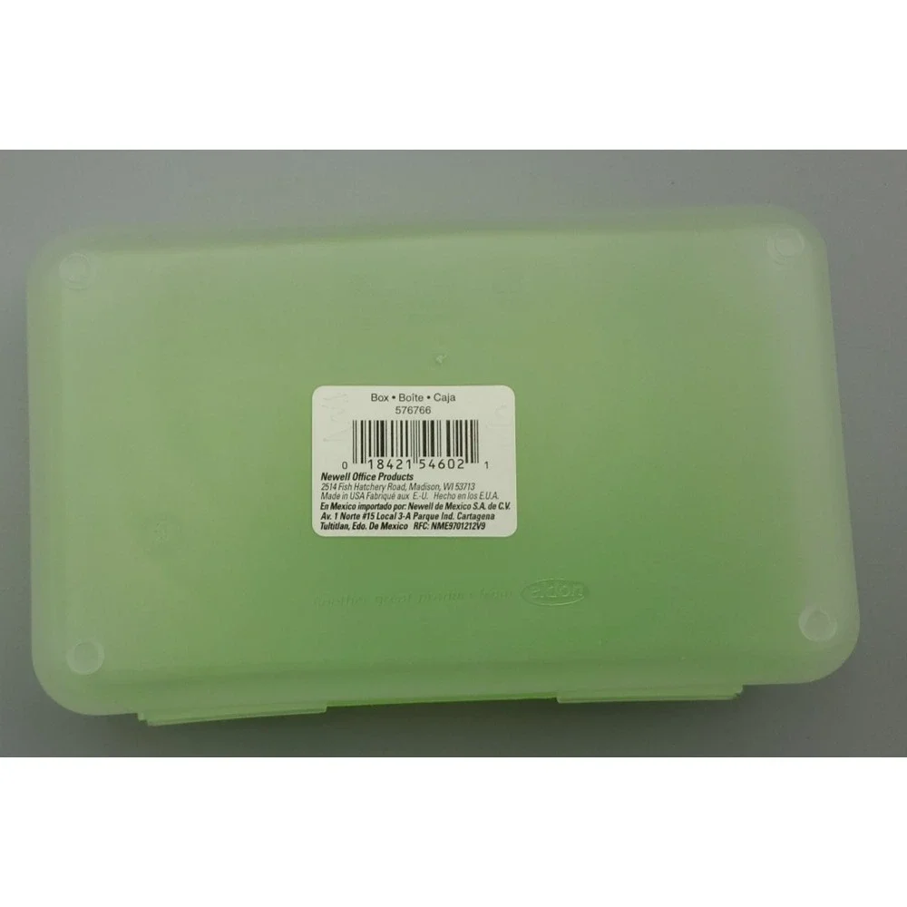 Spacemaker Vintage 1990s Plastic Pencil Case Box Neon‎ Green Top Frosted Bottom